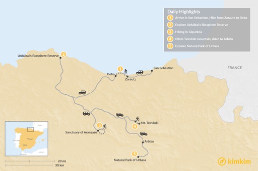 Spain map: Hiking In The Basque Country - 5 Days