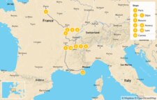Map of Eastern France Roadtrip: Paris, Dijon, Beaune, Annecy & More - 12 Days