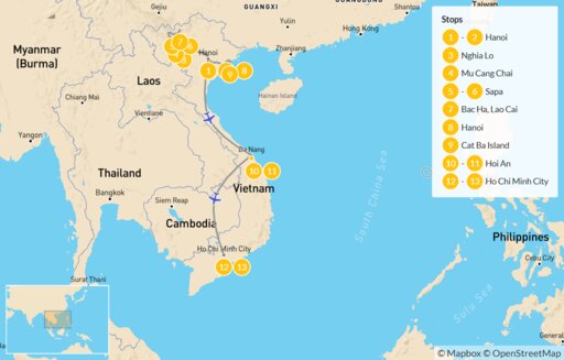 Map Vietnam Off the Beaten Path - 14 Days