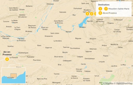 France map: Southern France: Active family holiday in the Verdon Canyon - 9 Days