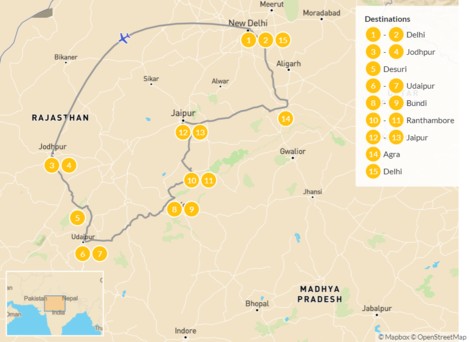 India map: Discover Rajasthan: Temples, Tigers, & the Taj Mahal - 16 Days