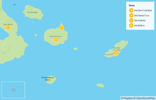 Map Galápagos Island Hopping - 12 Days