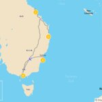 Map of East Coast Australia: Sydney, Melbourne & the Whitsundays - 13 Days