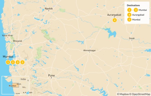 India map: The History of Mumbai & Aurangabad - 5 Days