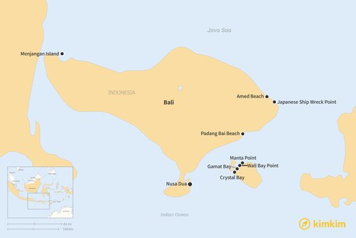 Map  Discovering Bali's Best Snorkeling Spots: A Guide to Underwater Wonders