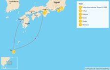 Map of Japan Cityscapes, Culture & Beaches Tour - 14 Days