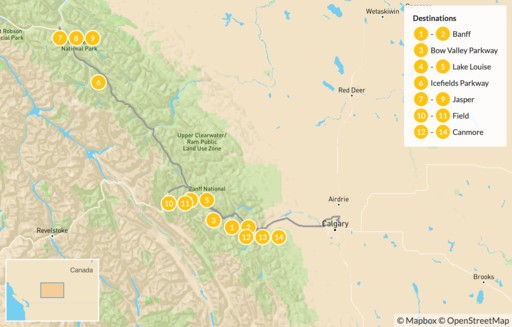 Map Best of the Canadian Rockies Road Trip - 15 Days