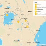 Map of Safari and Gorilla Trek in Kenya & Uganda  - 10 Days