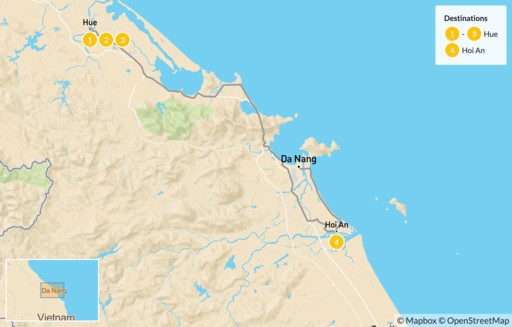 Vietnam map: Central Vietnam Adventure - 5 Days