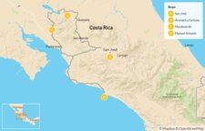 Map of Outdoor Family Adventures in Costa Rica - 7 Days