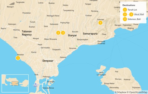 Indonesia map: Scenic Bali: Tanah Lot, Ubud, Sideman - 5 Days