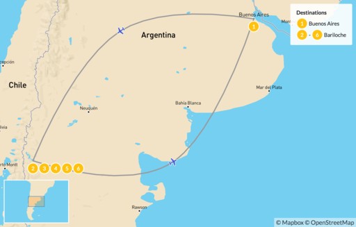 Argentina map: Trekking in Bariloche - 7 Days
