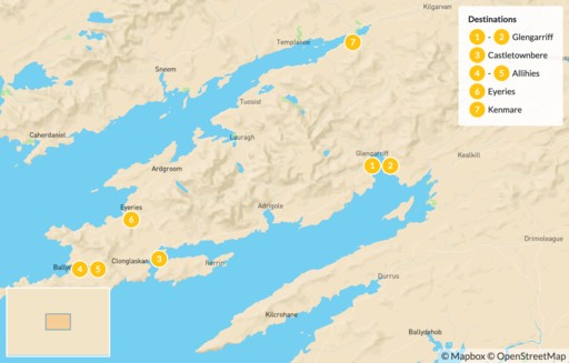 Ireland map: Beara Peninsula Guide Assisted Hike