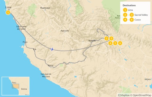 Map Best of Peru: Cusco, Machu Picchu, Rainbow Mountains, & More - 7 Days