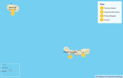 Map Self-Drive Azores Adventure: Terceira & São Miguel - 8 Days 