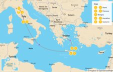 Map of Best of Mediterranean Food & Wine: Rome, Florence, Bologna, Crete, & Santorini - 10 Days