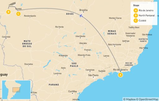 Brazil map: Best of Brazil: Rio de Janeiro and The Pantanal- 7 Days