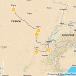 Map of Eastern France Roadtrip: Paris, Dijon, Beaune, Annecy & Lyon - 9 Days