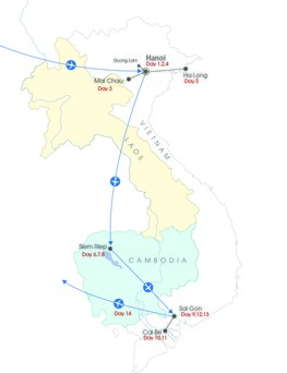 Vietnam map: Family-Friendly Trip: Vietnam and Cambodia - 14 Days