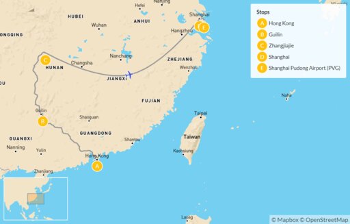 Map Landscapes of China: Hong Kong, Guilin, Zhangjiajie & Shanghai - 11 Days