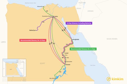 Map Cairo, Hurghada, Aswan & Luxor: Best Itinerary Ideas