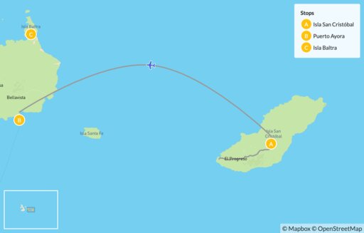 Map Relaxed Galápagos Adventure - 8 Days
