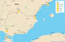 Map of Flavors of Spain: Barcelona, Valencia, Madrid & Seville - 9 Days