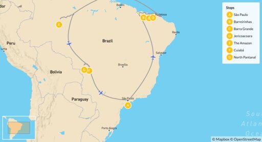 Map Brazil and its natural landscapes Brazil VIP  - 14 Days