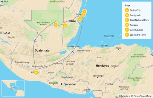 Map Culture & Adventure in Guatemala & Belize Beaches - 12 Days