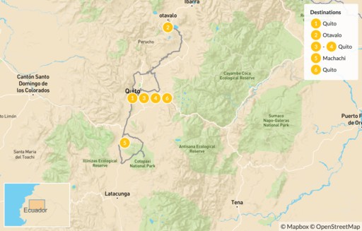 Ecuador map: Hiking in the Andes Mountains of Ecuador - 7 Days