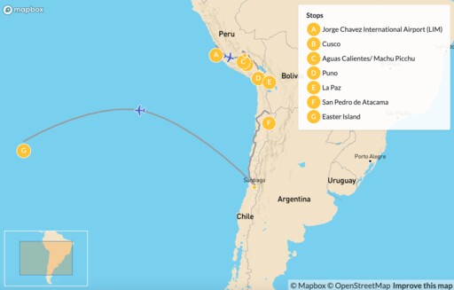 Map *Highlights of Perú, Bolivia & Chile - 14 days