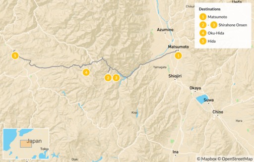 Japan map: Winter in the Japan Alps: Mountains, Villages & Hot Springs - 6 Days