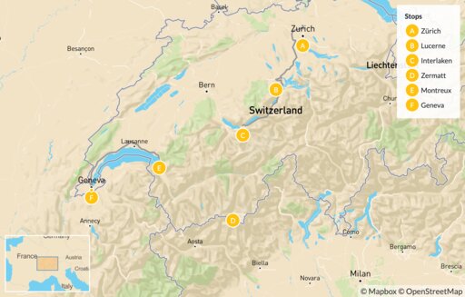 Map Switzerland by Train - 10 Days