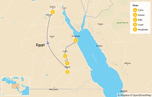 Map Egyptian Highlights from Cairo to the Red Sea - 8 Days