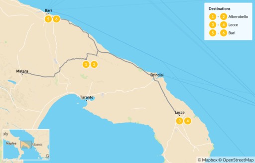Italy map: Laidback Puglia - 7 Days