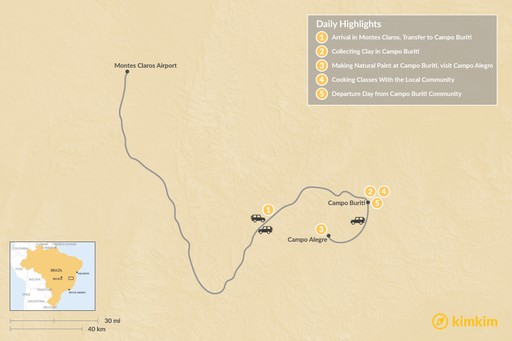 Brazil map: Immersive Artist Community Visit in Brazil - 5 Days