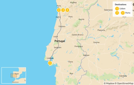 Portugal map: Food Tour of Portugal - 5 Days