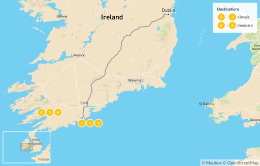 Ireland map: Southwest Ireland Family Adventure - 7 Days