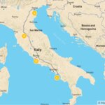 Map of Venice, Florence, Amalfi Coast & Rome - 9 Days
