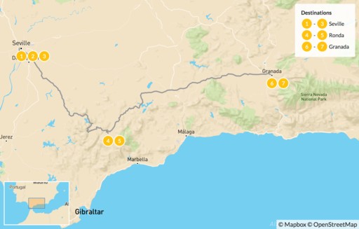 Spain map: Best of Andalusia's Interior - 8 Days