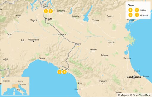 Map Nature in Italy: Lake Como & Cinque Terre - 5 Days