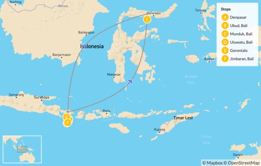 Indonesia map: Honeymooner's Secret Escape to Bali - 14 Days