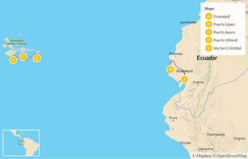 Map Under Water Journey: Los Frailes and Galapagos Islands - 13 Days