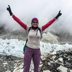 Made it out onto the glacier where all the tents would be set up for EBC. None here during the monsoon season though. Ice fall in the background. | Photo taken by Anita P