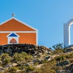 Hilltop monastery and arch about 2km from Oia | Photo taken by David B