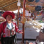 Explaining the weaving process in Chinchero | Photo taken by Kristin M