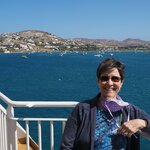 Ruth on the Ferry to Naxos (at Paros) | Photo taken by Tom B