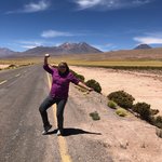 Melody on the highway heading to San Pedro de Atacama | Photo taken by Melody B