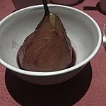Pear soaked in wine | Photo taken by Kristin M