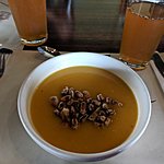 soup & toasted corn kernels | Photo taken by Jessica H